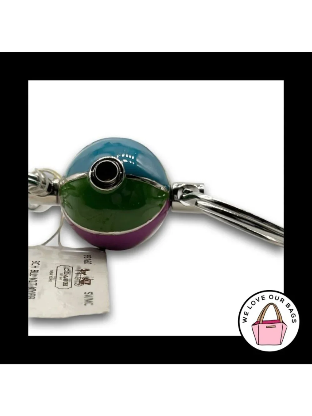NWT COACH LEGACY Stripe Beach Ball Valet Keychain Bag Charm Hang Tag Fob 93160